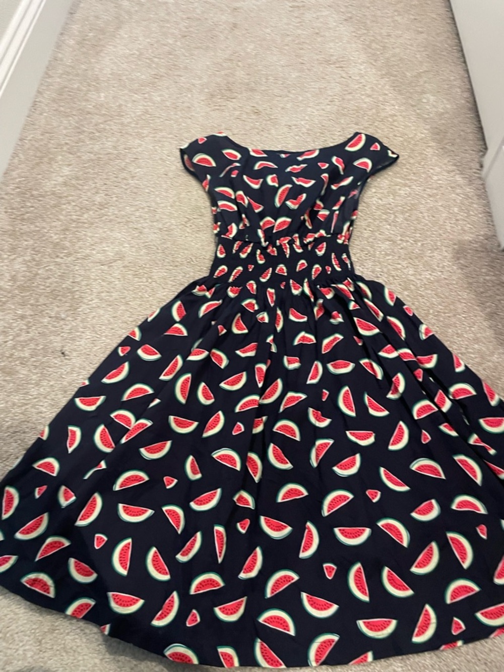 kate spade Navy Dress with Pink and Green Watermelon Print